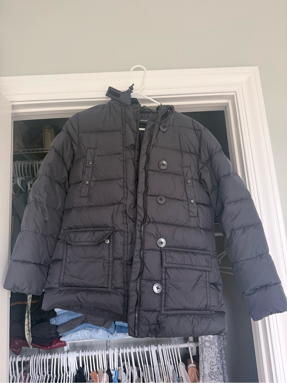 Lands End Black Quilted Puffer Jacket